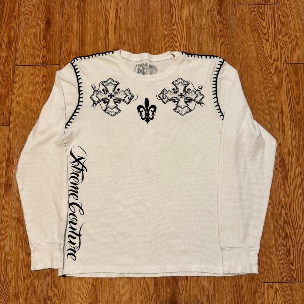 Xtreme Couture Men's Shirt Thermal Long Sleeve Y2K Skater Goth Measures Large